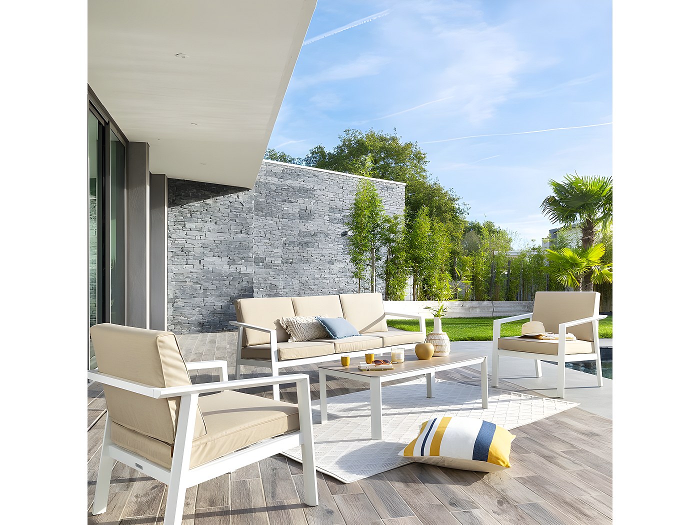 Salon De Jardin Hespéride Pavane - 5 Pièces (Graphite) Table Et