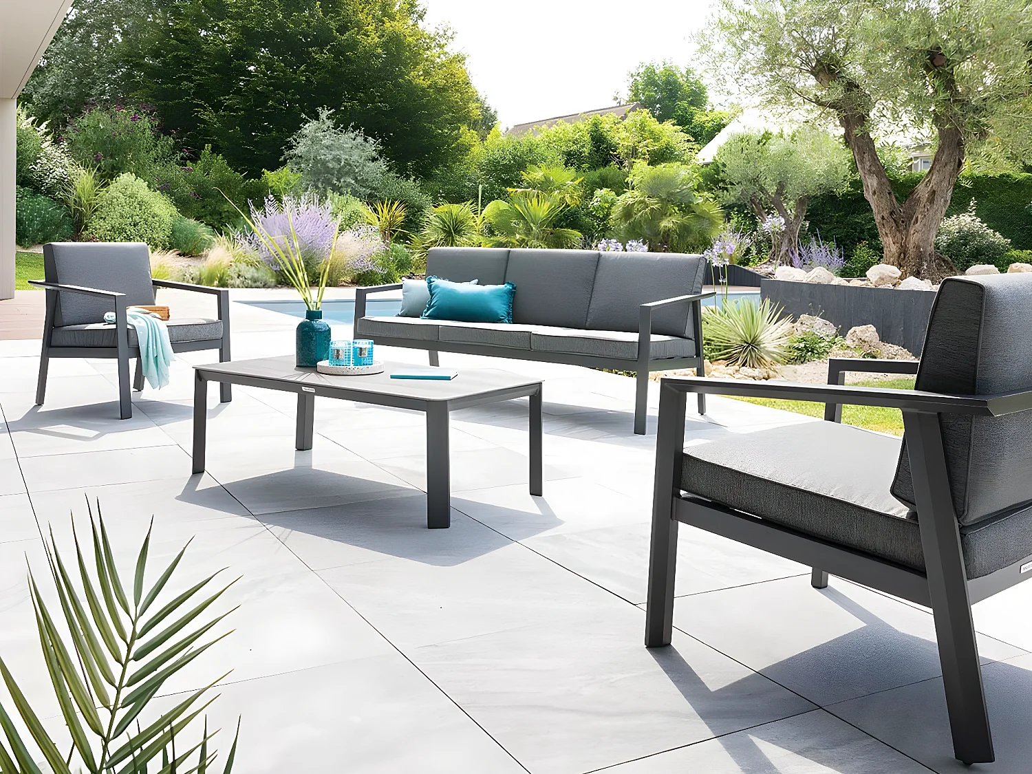 Salon de jardin 5 places Pavane graphite Hespéride - Graphite
