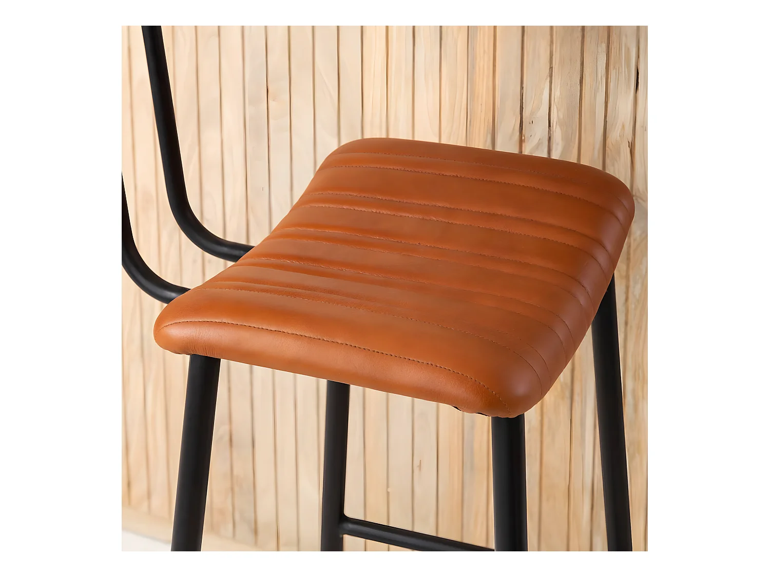 Tabouret de bar en cuir marron Carl