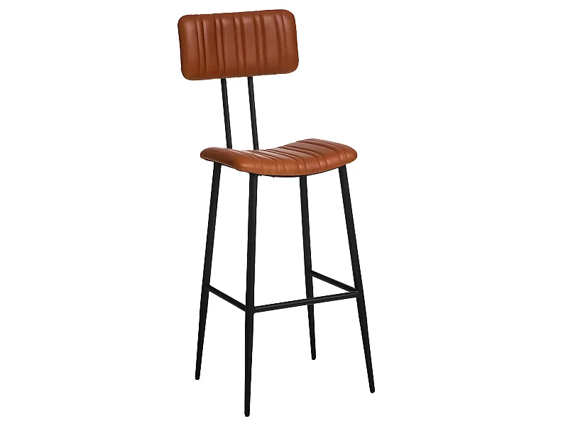 Tabouret de bar en cuir marron Carl