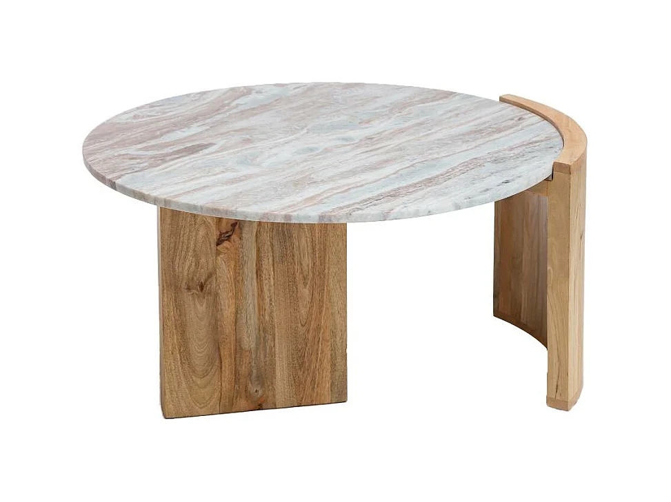 Table basse en bois de manguier et marbre Isabella