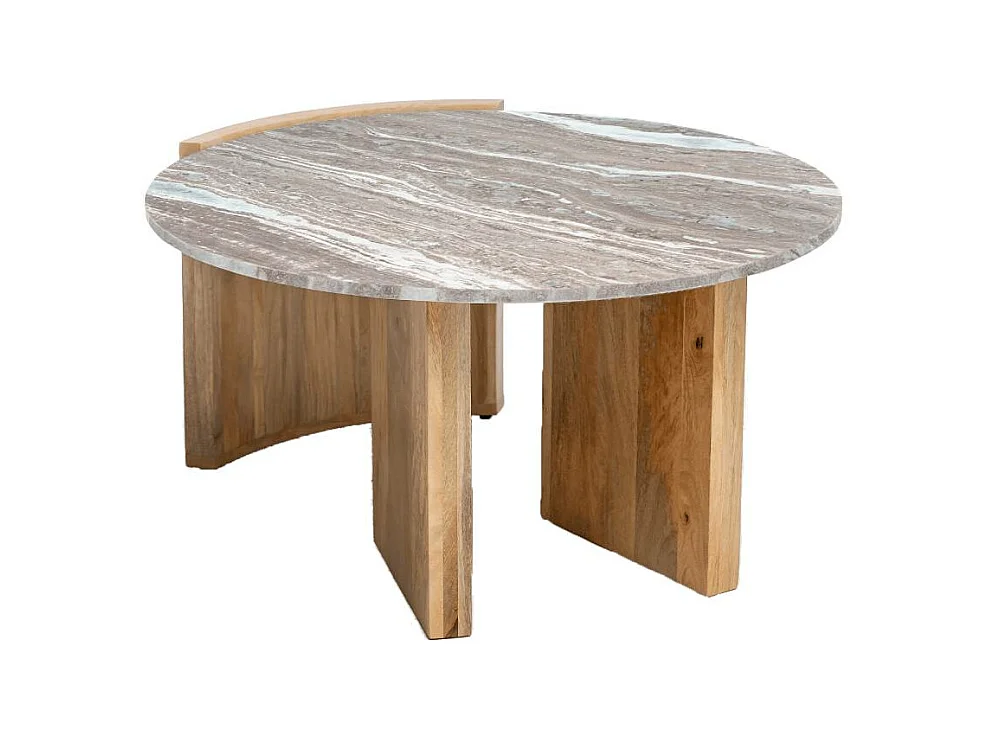 Table basse en bois de manguier et marbre Isabella