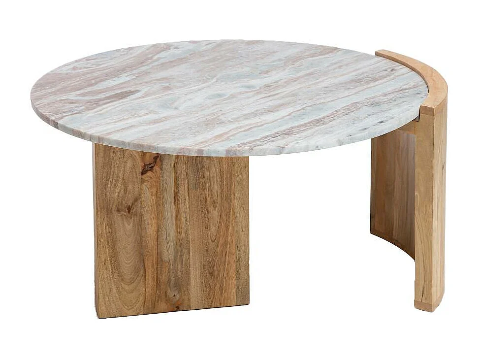 Table basse en bois de manguier et marbre Isabella