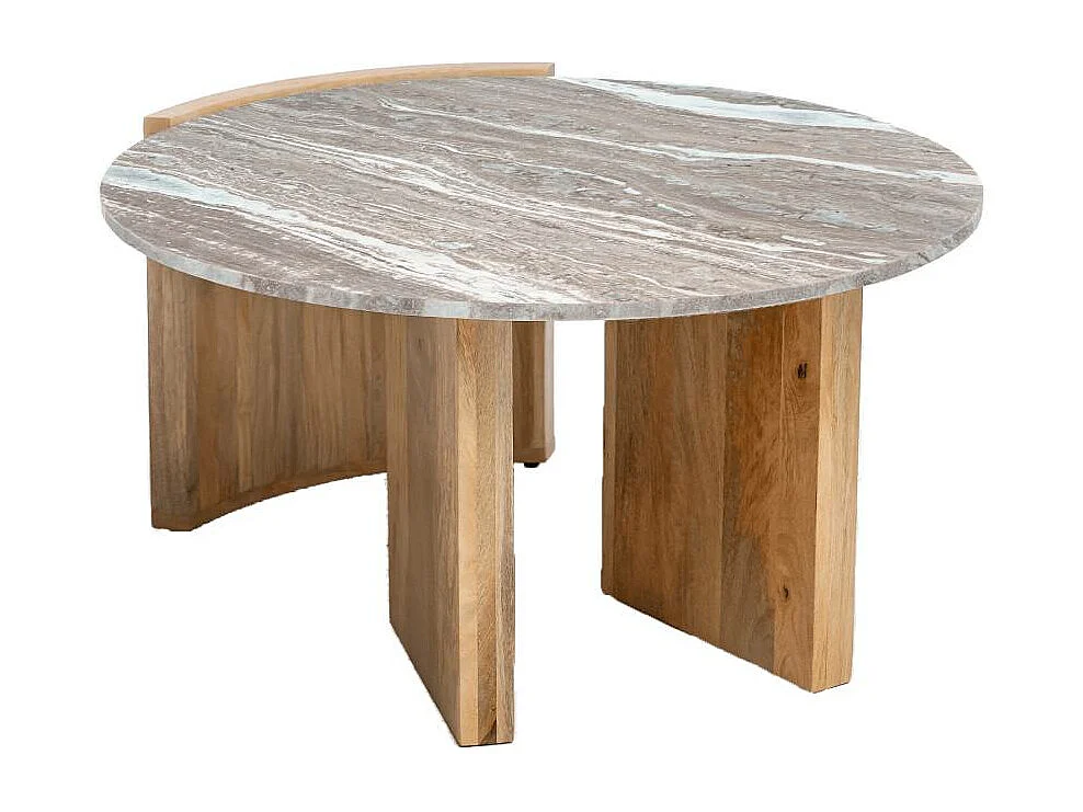 Table basse en bois de manguier et marbre Isabella