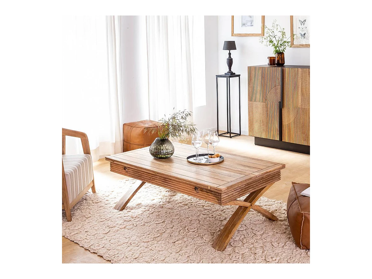 Table basse en bois de manguier à allonges Luce