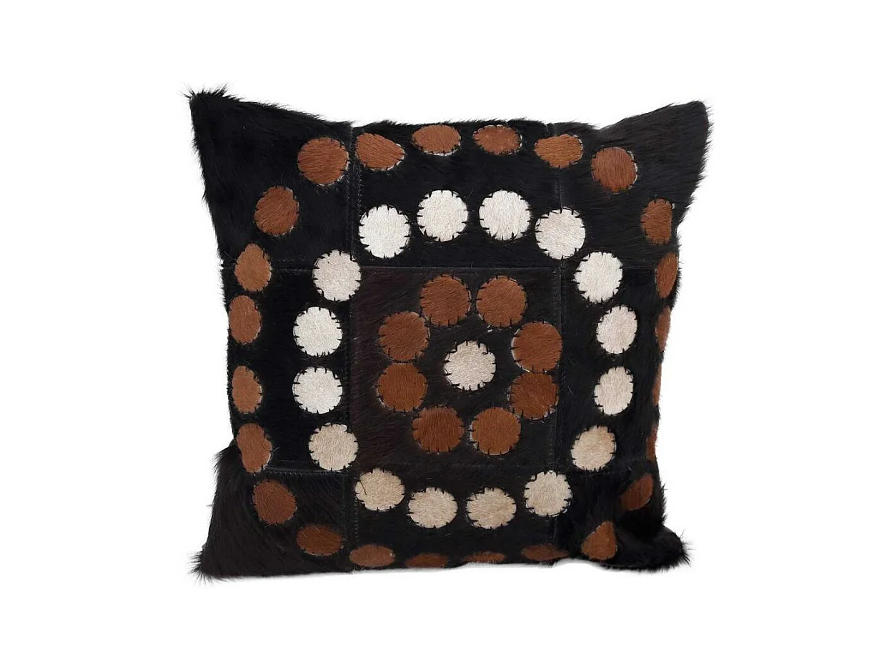 Coussin 45x45 fait à la main en peau de vache beige PRESTIGE 4