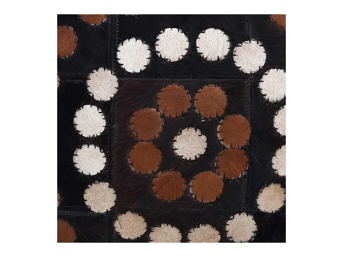 Coussin 45x45 fait à la main en peau de vache beige PRESTIGE 4