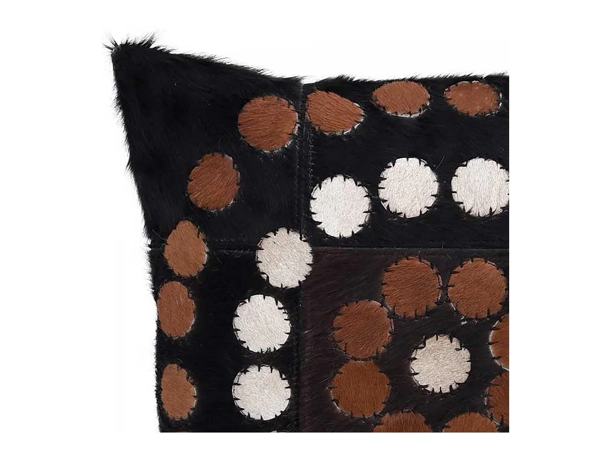 Coussin 45x45 fait à la main en peau de vache beige PRESTIGE 4