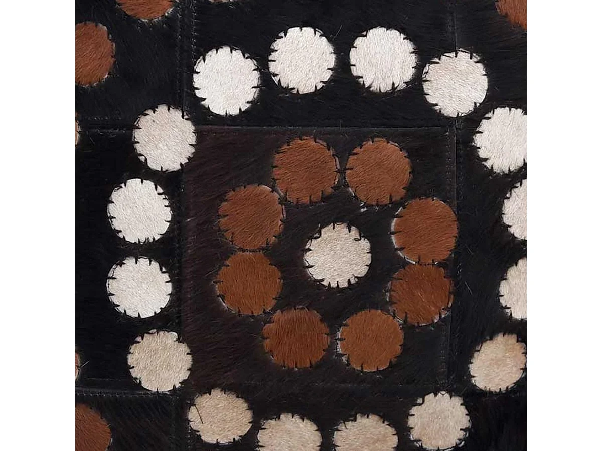 Coussin 45x45 fait à la main en peau de vache beige PRESTIGE 4