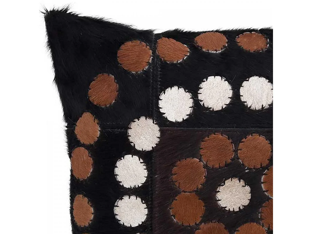 Coussin 45x45 fait à la main en peau de vache beige PRESTIGE 4