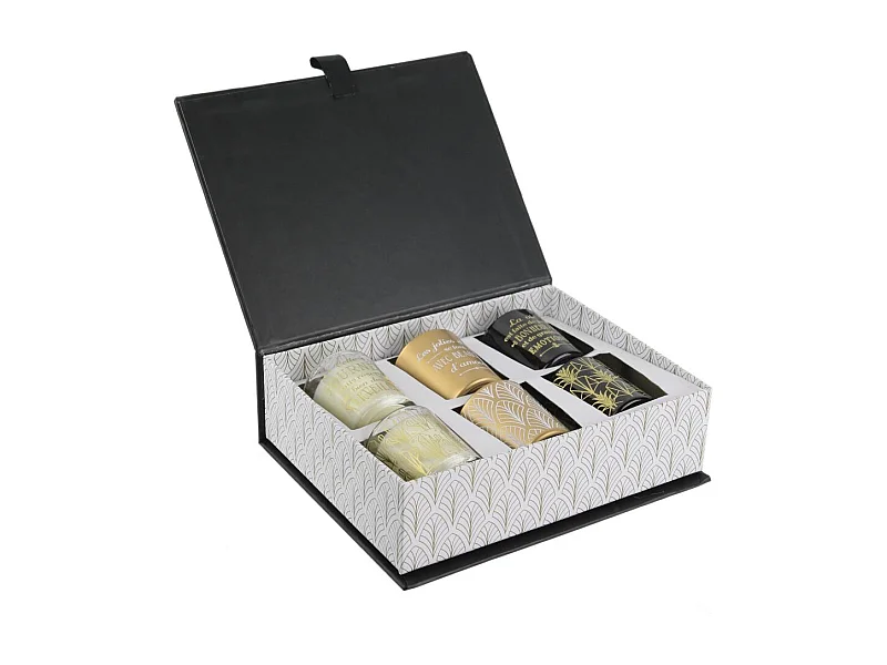 Bougie Parfumee X6 Coffret Noir Home Deco Art Noir, Blanc, Or