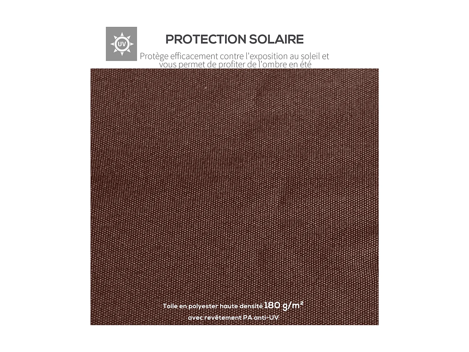 Toile de rechange pour pavillon tonnelle tente 3 x 3 m polyester haute densité 180 g/m² revêtement PA anti-UV chocolat