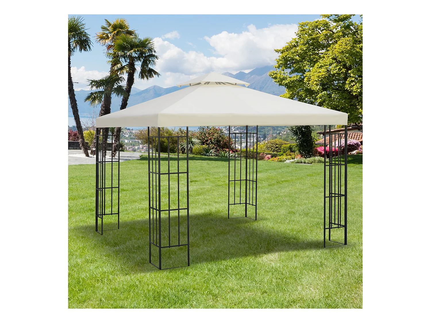 Toile de toit de rechange pour pavillon tonnelle tente 3x3m crème