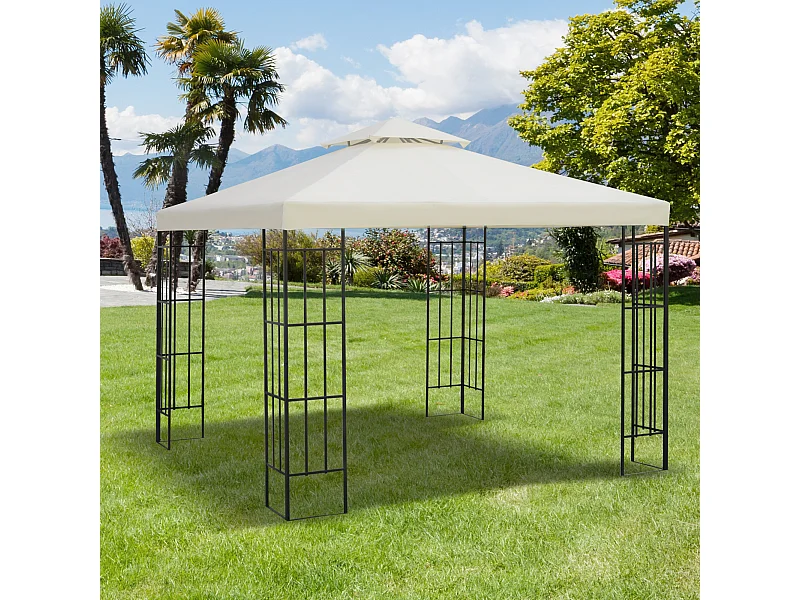 Toile de toit de rechange pour pavillon tonnelle tente 3x3m crème