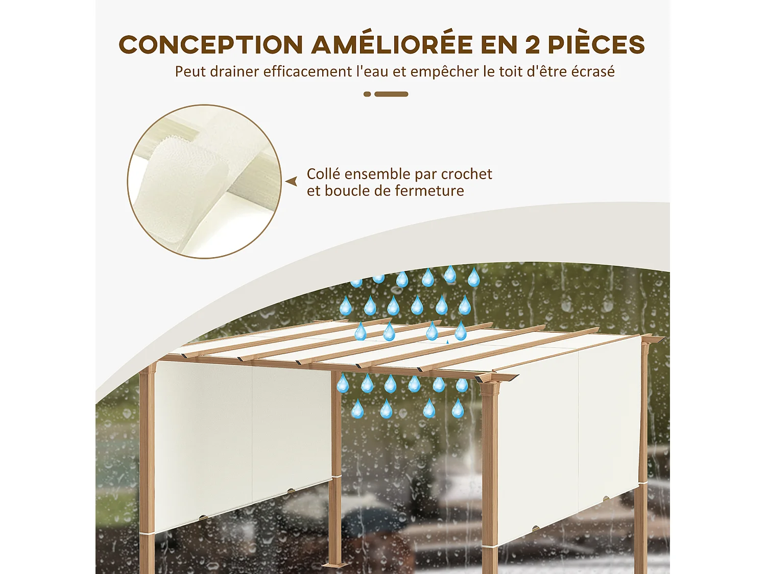 Toile de rechange pour pergola 3 x 3 m polyester haute densité 180 g/m² beige