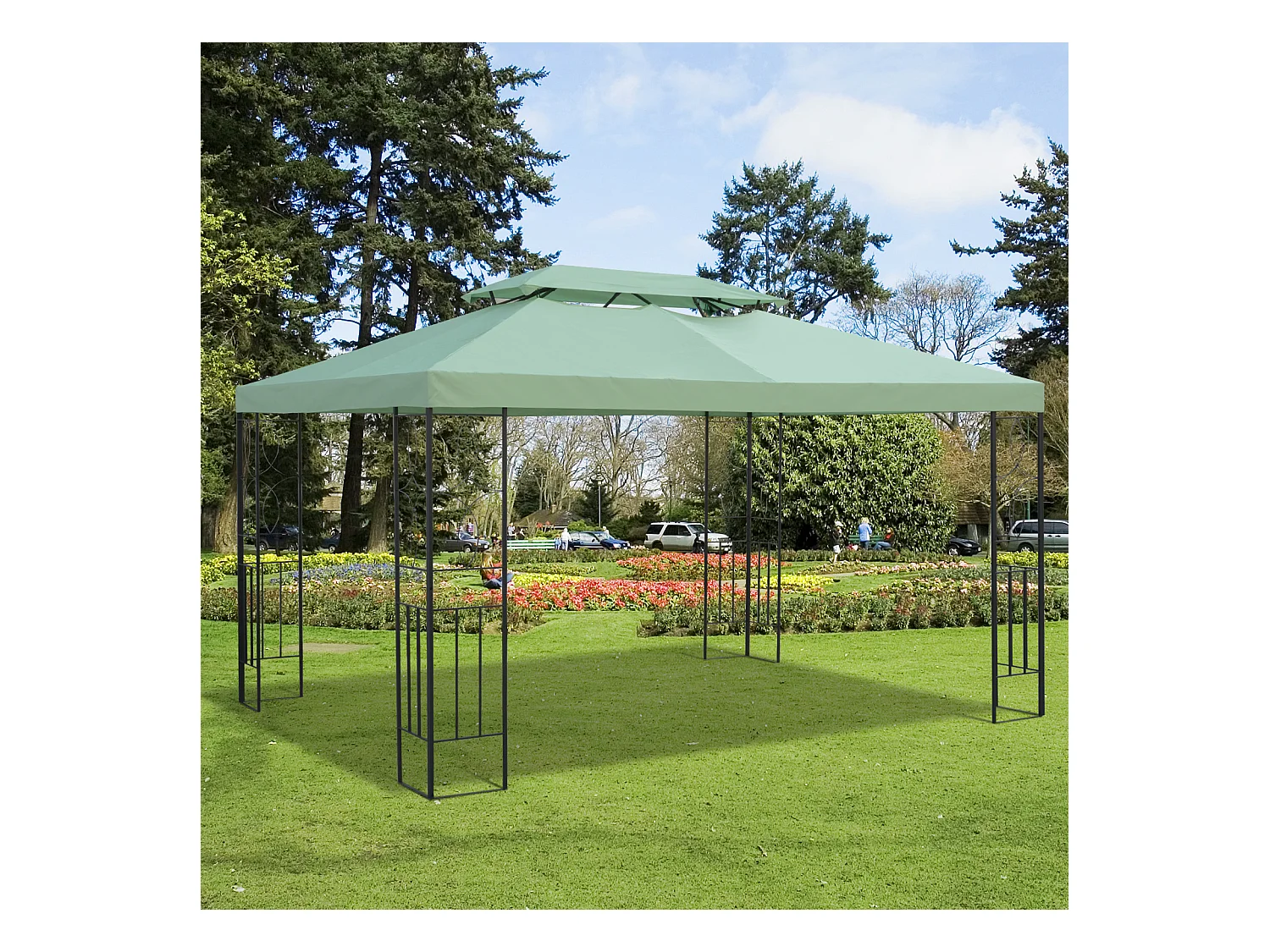 Toile de rechange pour pavillon tonnelle tente 3 x 4 m polyester haute densité 180 g/m² vert