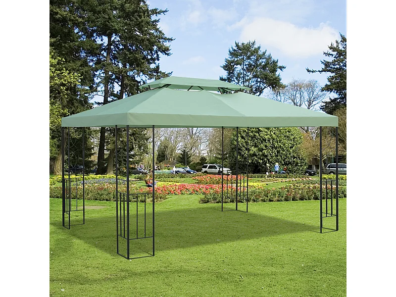 Toile de rechange pour pavillon tonnelle tente 3 x 4 m polyester haute densité 180 g/m² vert