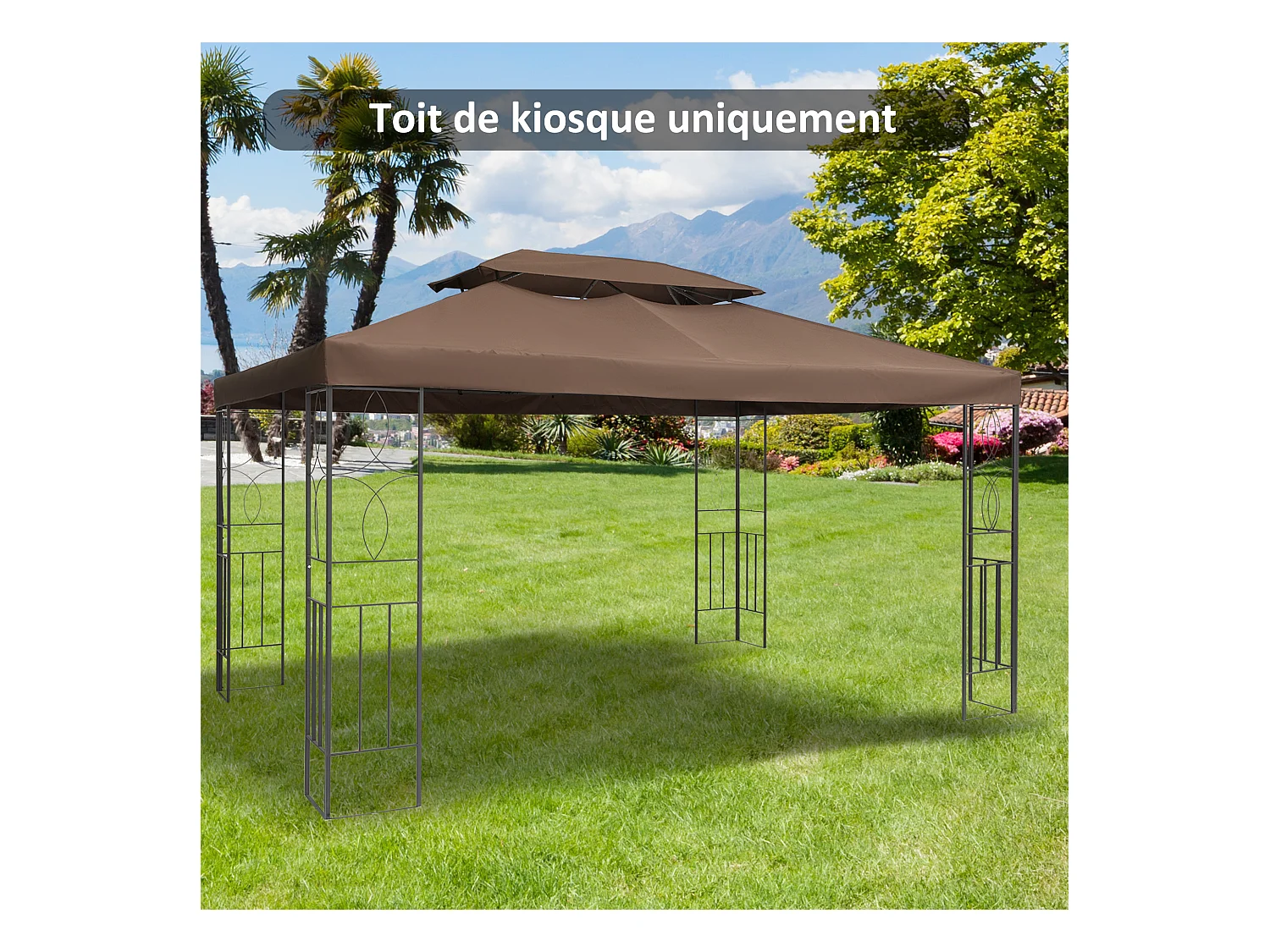 Toile de Rechange pour Pavillon Tonnelle Tente Polyester Haute Densité Imperméabilisé 180 g/m² 3 x 4 m Chocolat