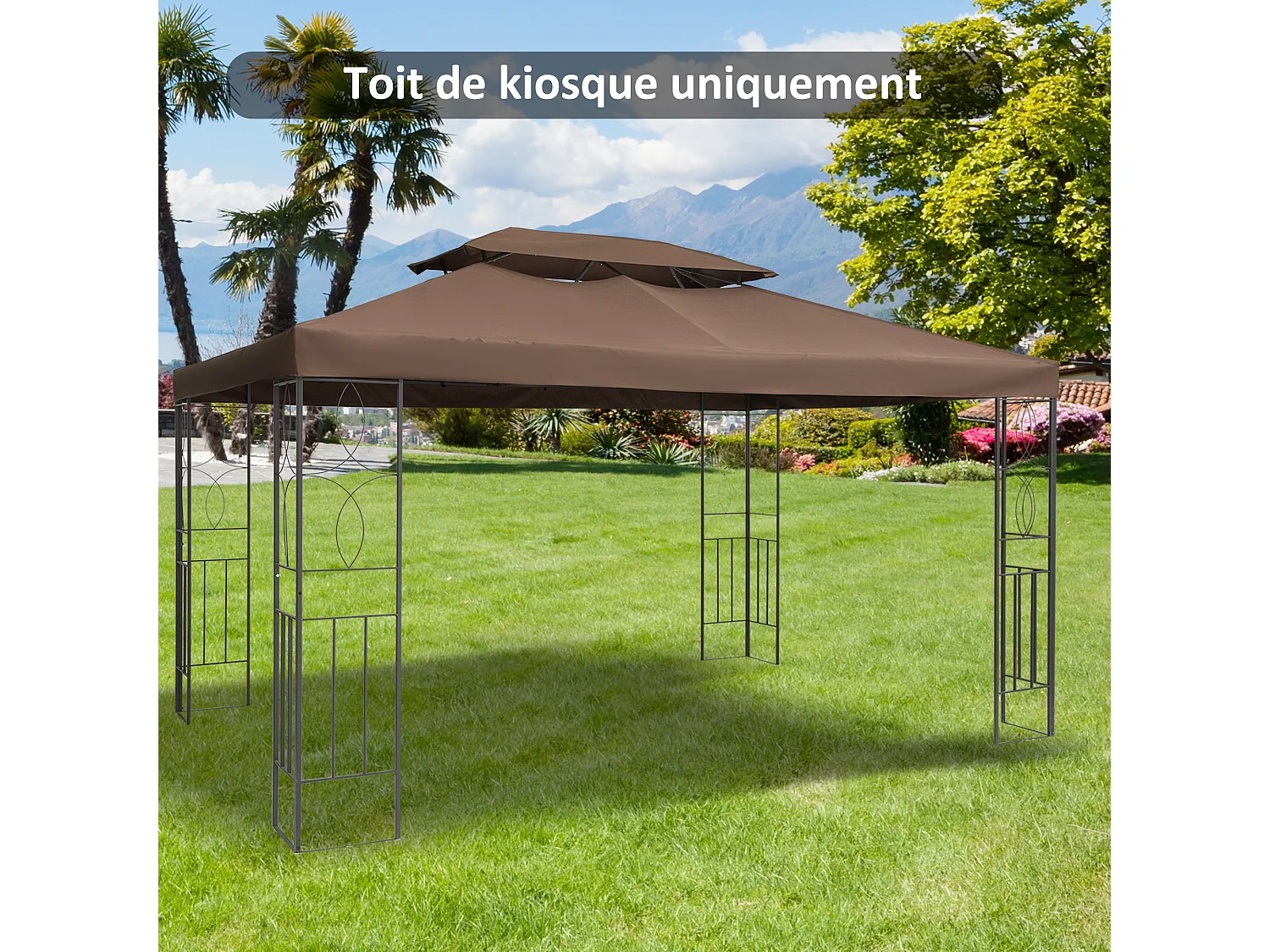 Toile de Rechange pour Pavillon Tonnelle Tente Polyester Haute Densité Imperméabilisé 180 g/m² 3 x 4 m Chocolat