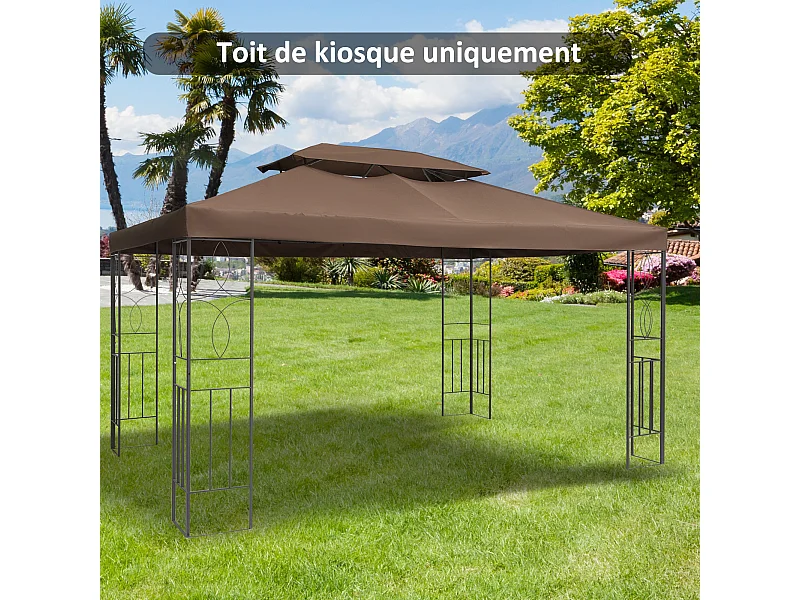 Toile de Rechange pour Pavillon Tonnelle Tente Polyester Haute Densité Imperméabilisé 180 g/m² 3 x 4 m Chocolat