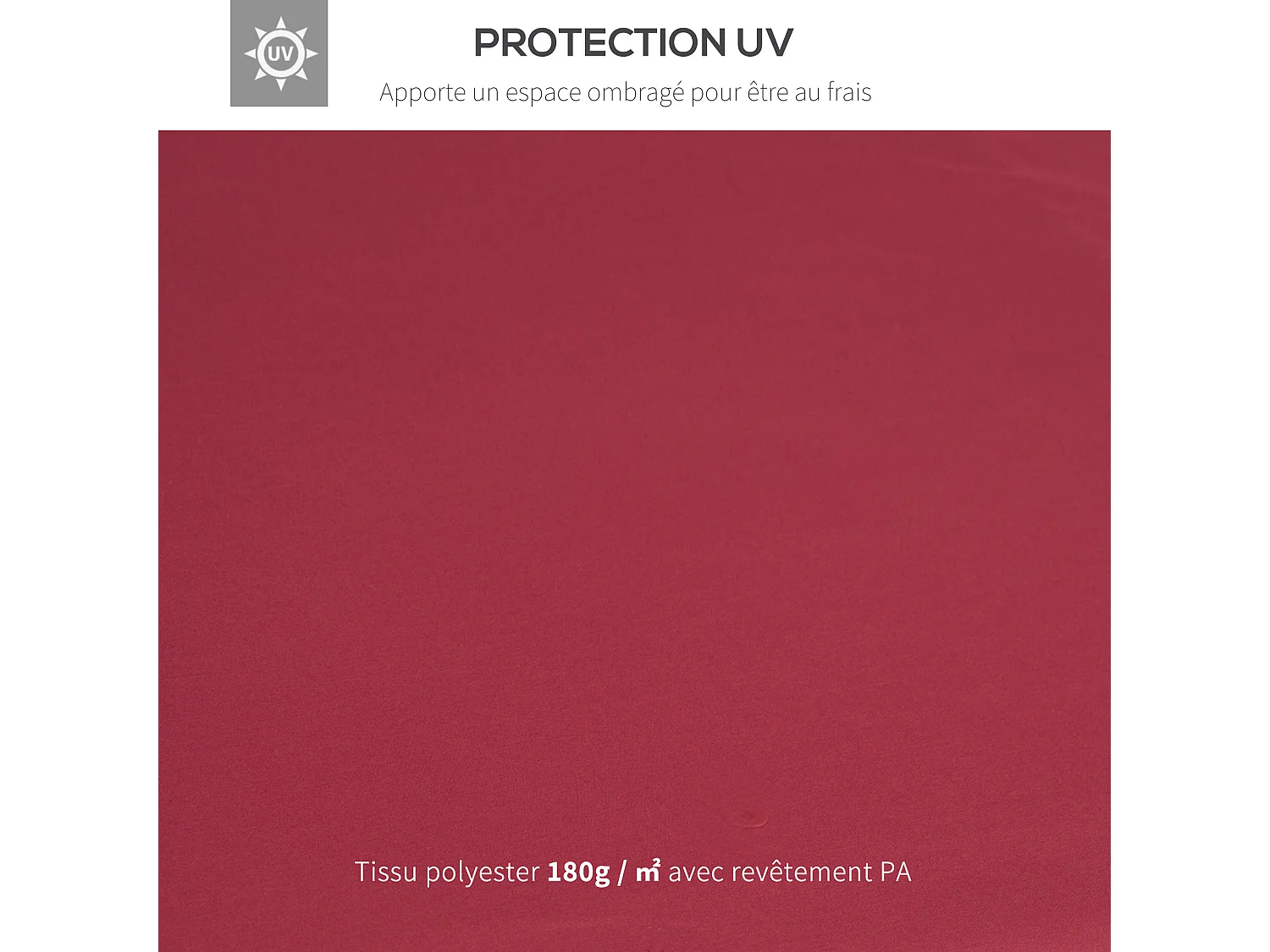 Toile de rechange pour pavillon tonnelle tente 3 x 3 m polyester haute densité 180 g/m² bordeaux