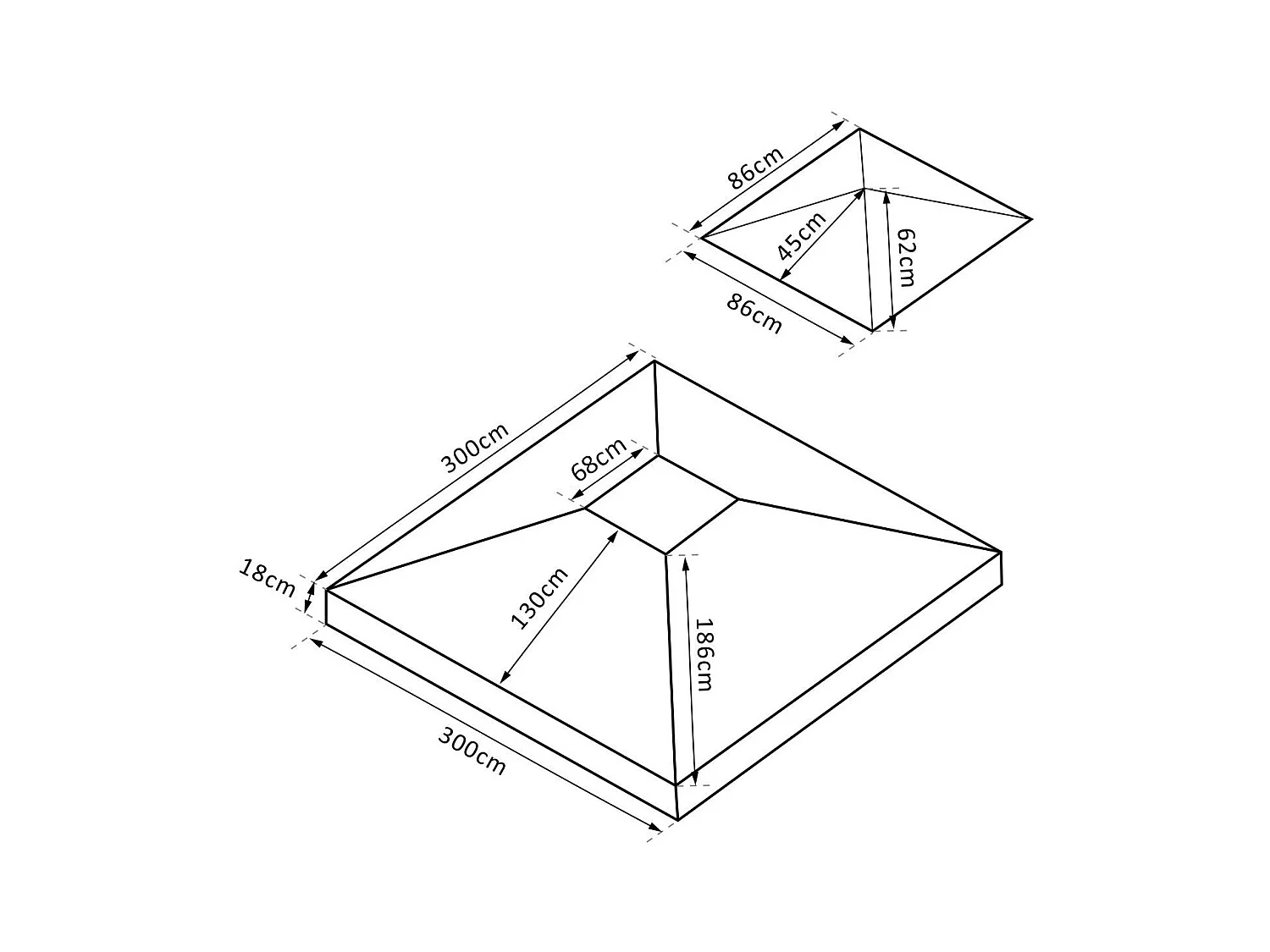 Toile de rechange pour pavillon tonnelle tente 3 x 3 m polyester haute densité 180 g/m² beige