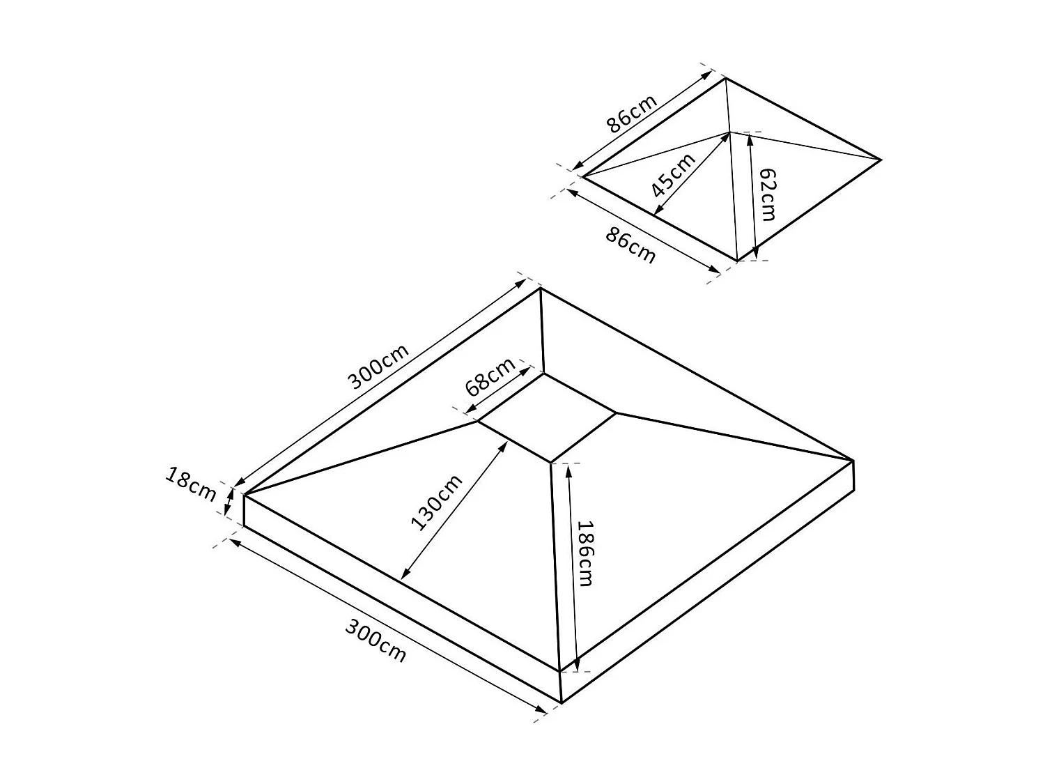 Toile de rechange pour pavillon tonnelle tente 3 x 3 m polyester haute densité 180 g/m² beige