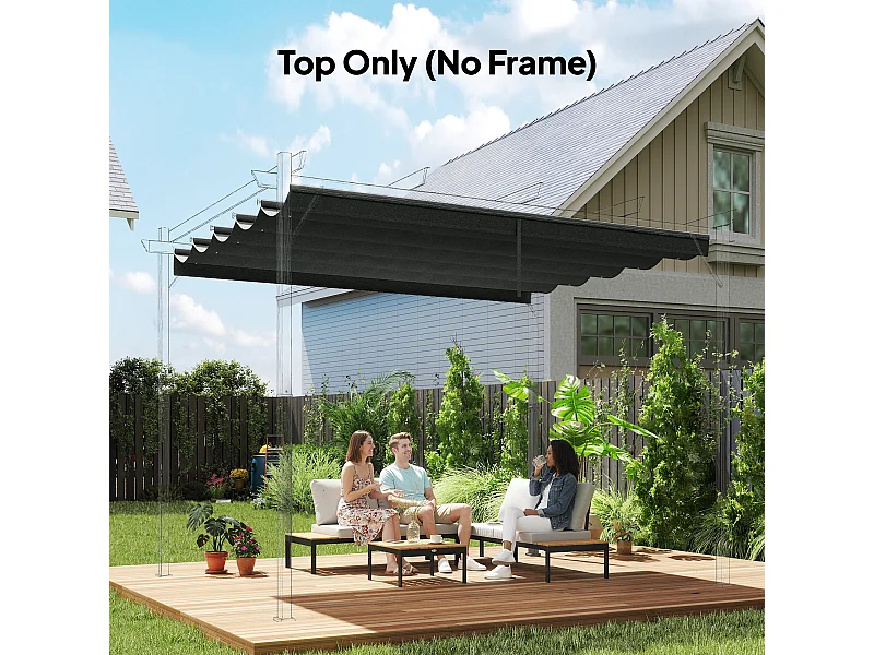 Toile de rechange pour pergola rétractable 3 x 3 m polyester haute densité 180 g/m² imperméabilisé gris