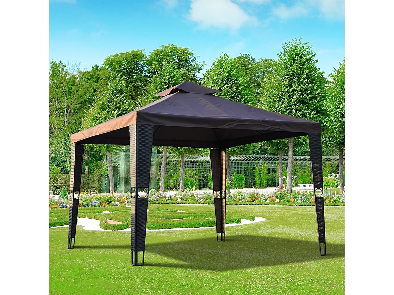 Toile de rechange pour pavillon tonnelle tente 3 x 3 m polyester haute densité 180 g/m² chocolat