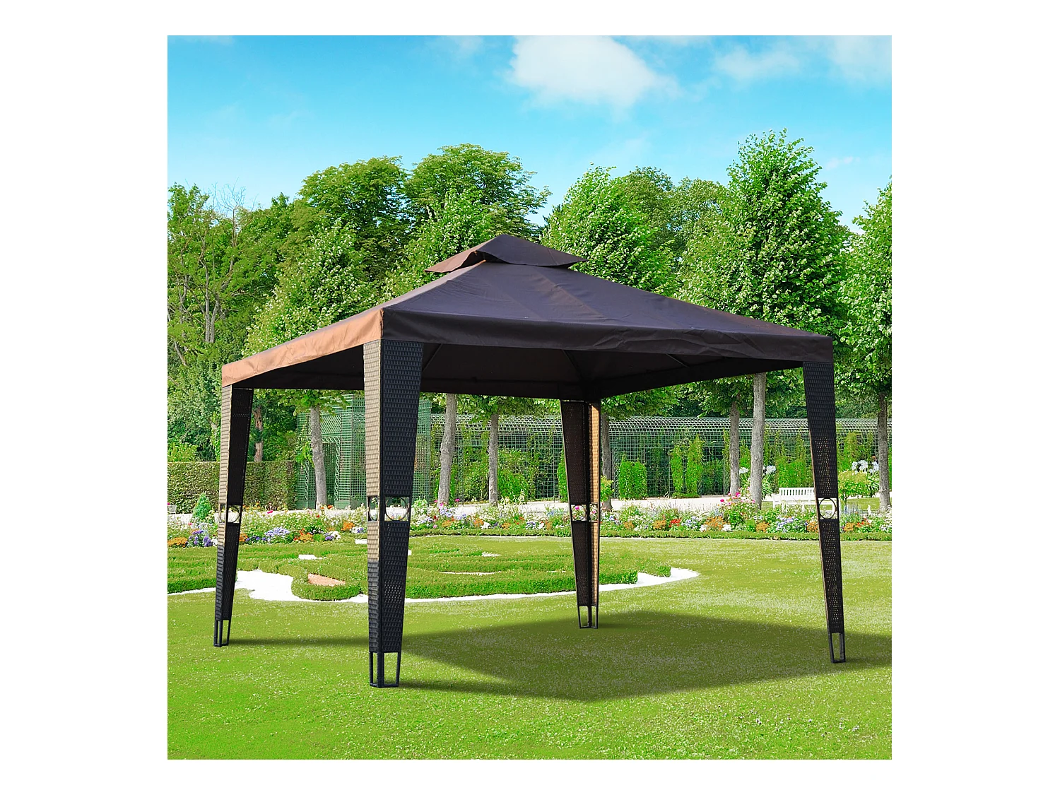 Toile de rechange pour pavillon tonnelle tente 3 x 3 m polyester haute densité 180 g/m² chocolat