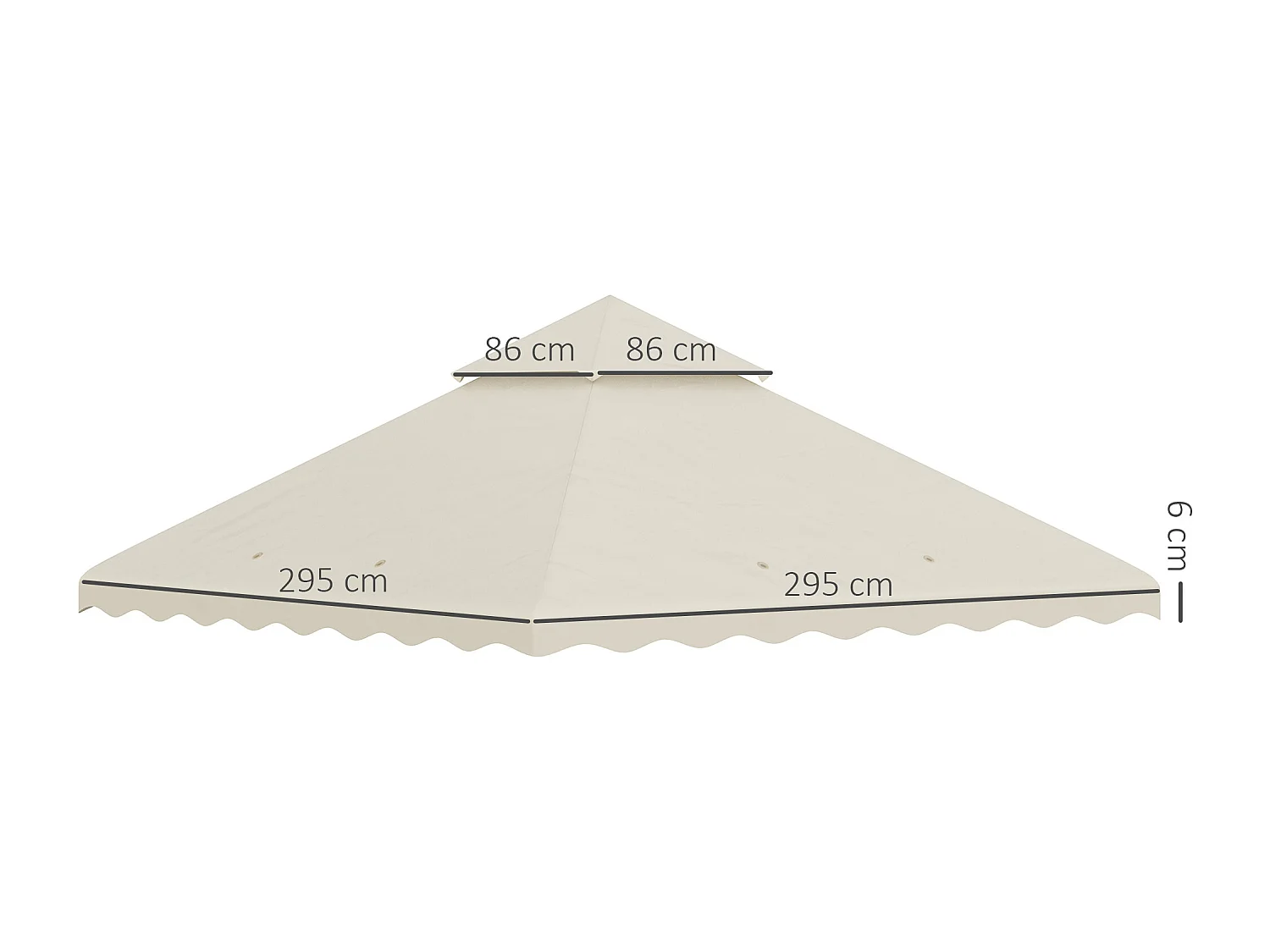 Toile de rechange pour barnum tonnelle 3 x 3 m tissu polyester haute densité 180 g/m² anti-UV crème