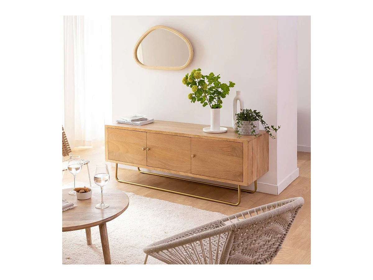 Meuble TV en bois de manguier et métal Zack