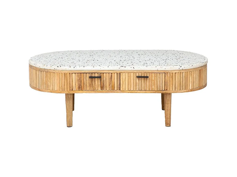 Table basse en terrazzo et bois de manguier Ambrine