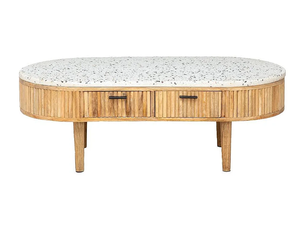 Table basse en terrazzo et bois de manguier Ambrine