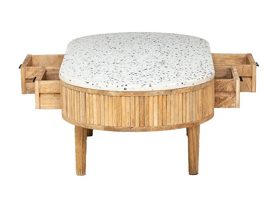 Table basse en terrazzo et bois de manguier Ambrine