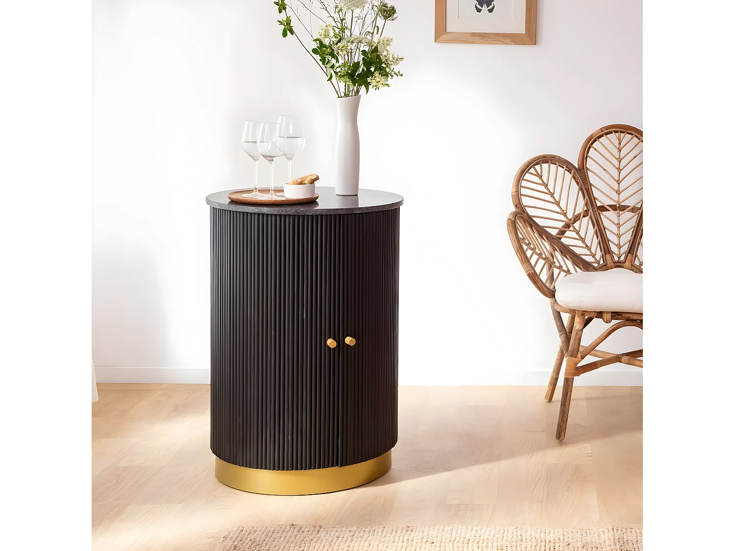 Buffet bar en bois de manguier et métal Isaac