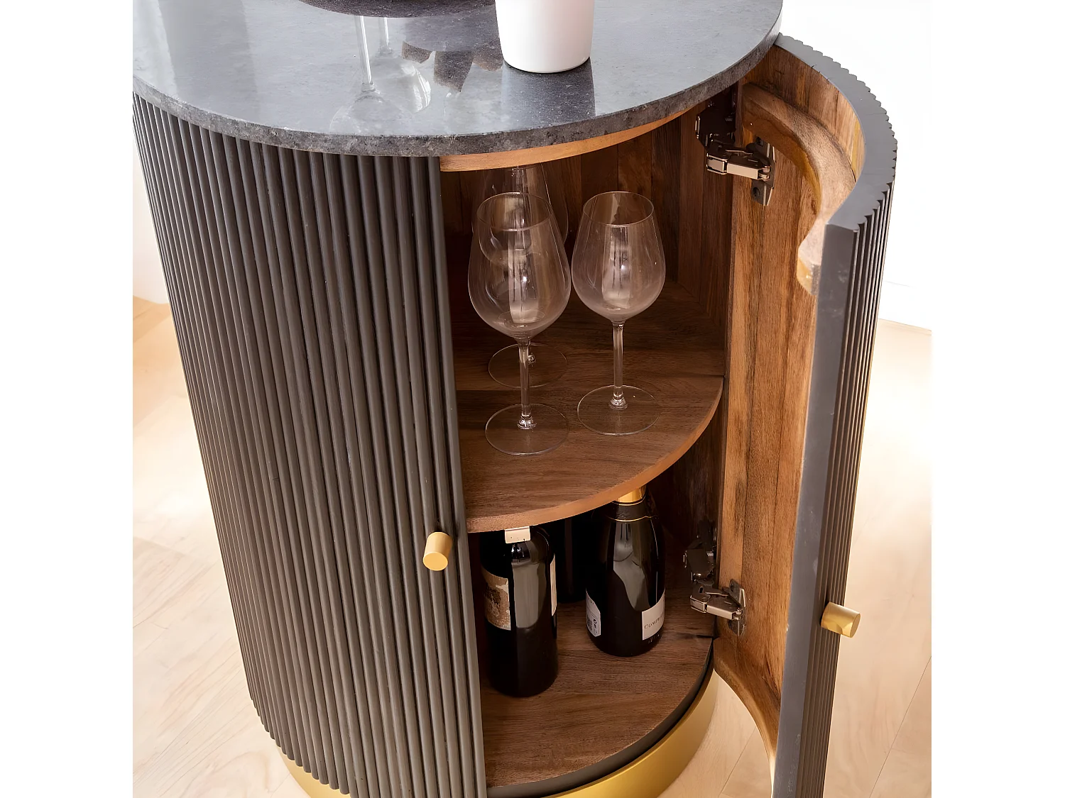 Buffet bar en bois de manguier et métal Isaac