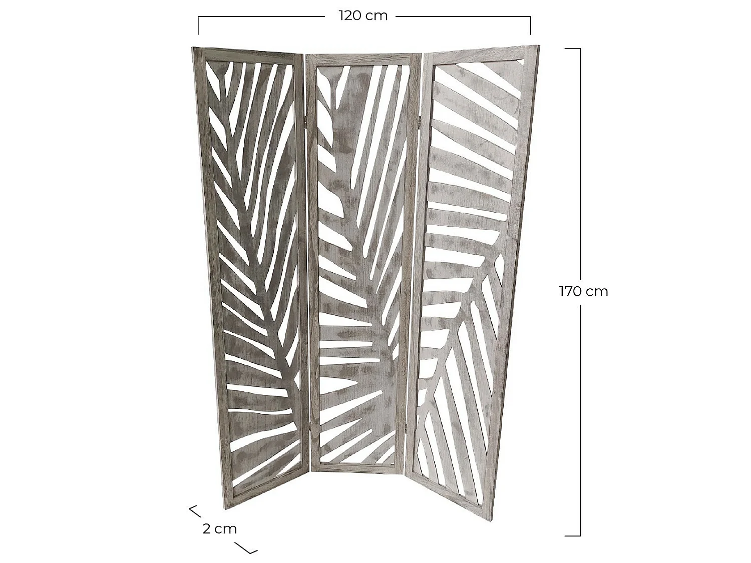 Paravent Koloa en bois 2x120x170cm 7house