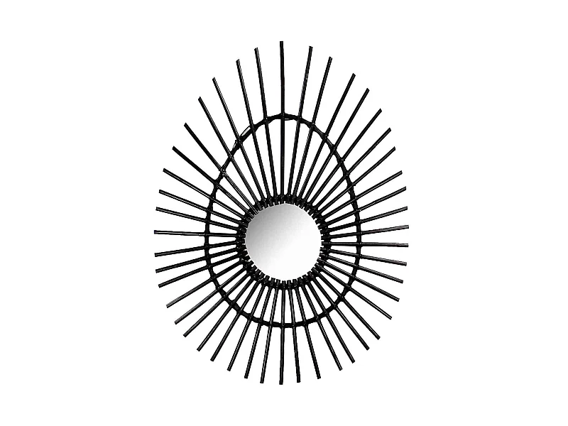 Espejo de Pared en Ratán Ovalado Deko Negro 80cm Thinia Home