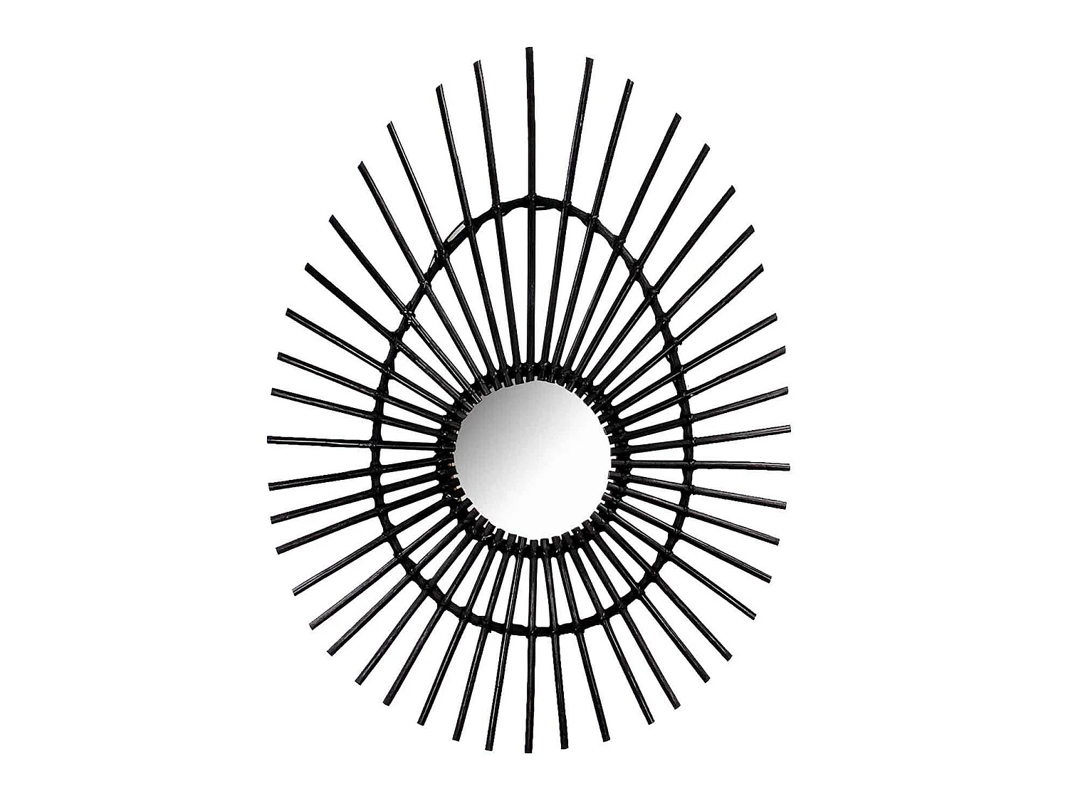 Espejo de Pared en Ratán Ovalado Deko Negro 80cm Thinia Home