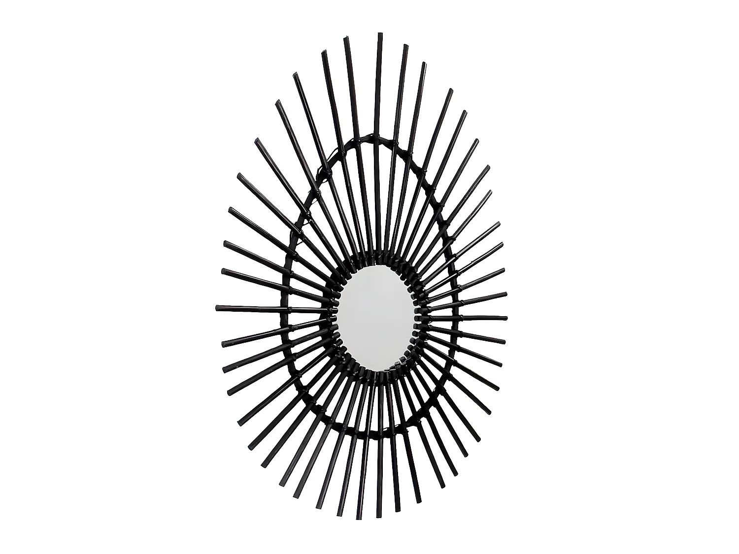Espejo de Pared en Ratán Ovalado Deko Negro 80cm Thinia Home