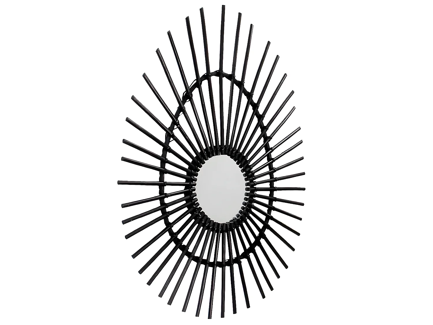 Miroir mural ovale en rotin Deko Noir 80cm Thinia Home
