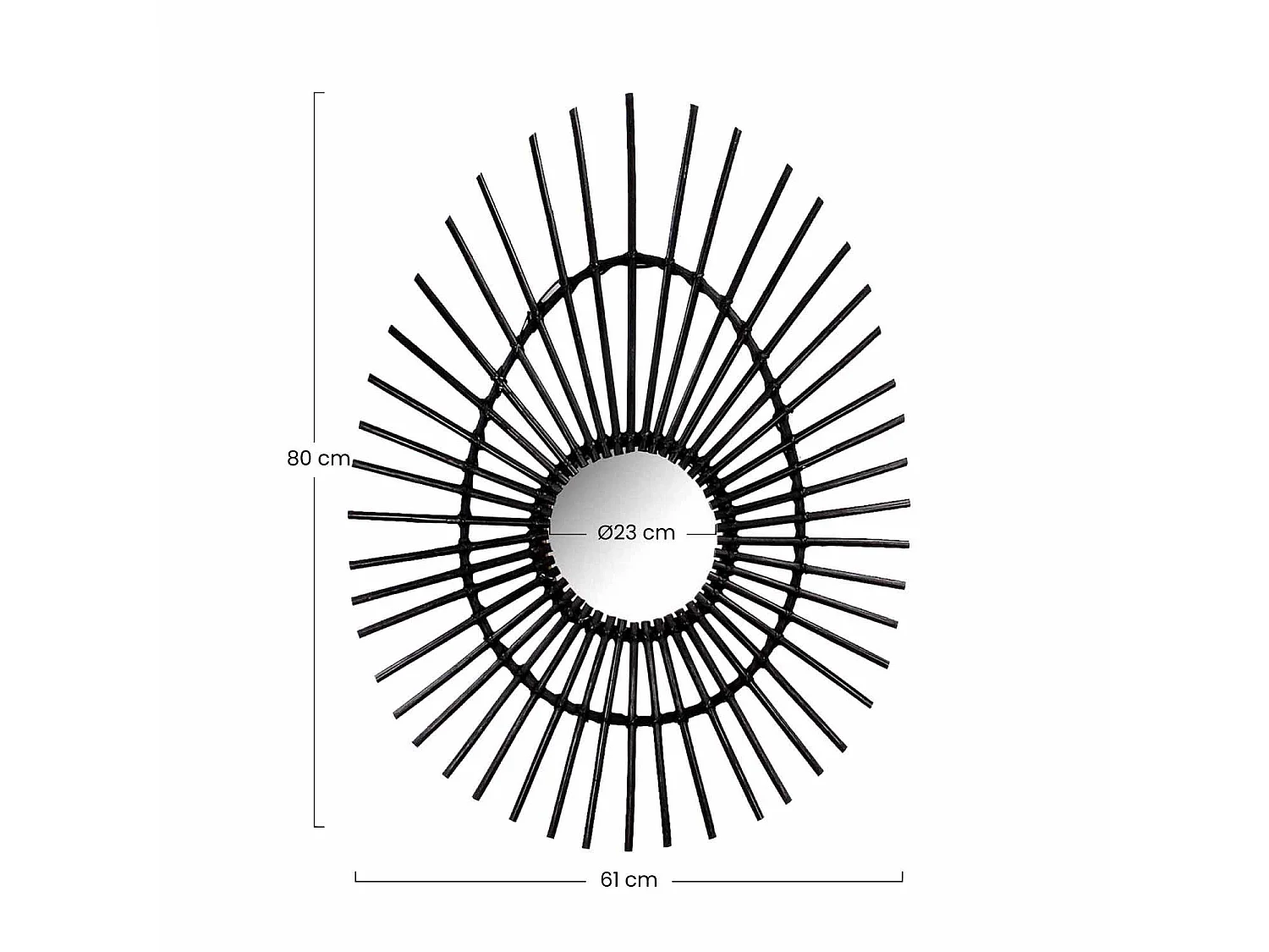 Miroir mural ovale en rotin Deko Noir 80cm Thinia Home