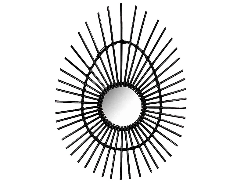 Specchio da parete ovale in rattan Deko Black 80cm Thinia Home