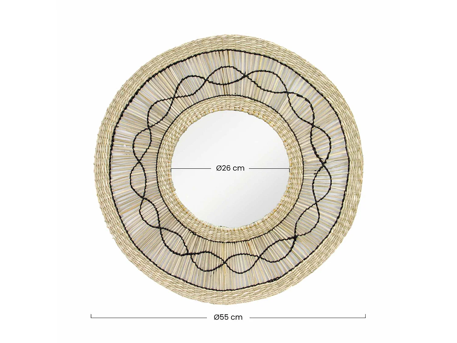 Espejo de Pared en Algas Marinas Redondo Bask Natural Ø55cm Thinia Home