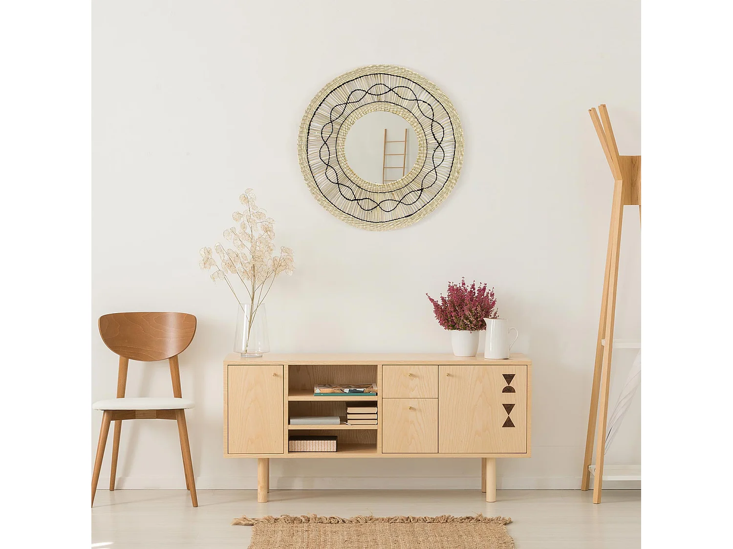 Miroir mural aux algues Rond Bask Naturel Ø55cm Thinia Home