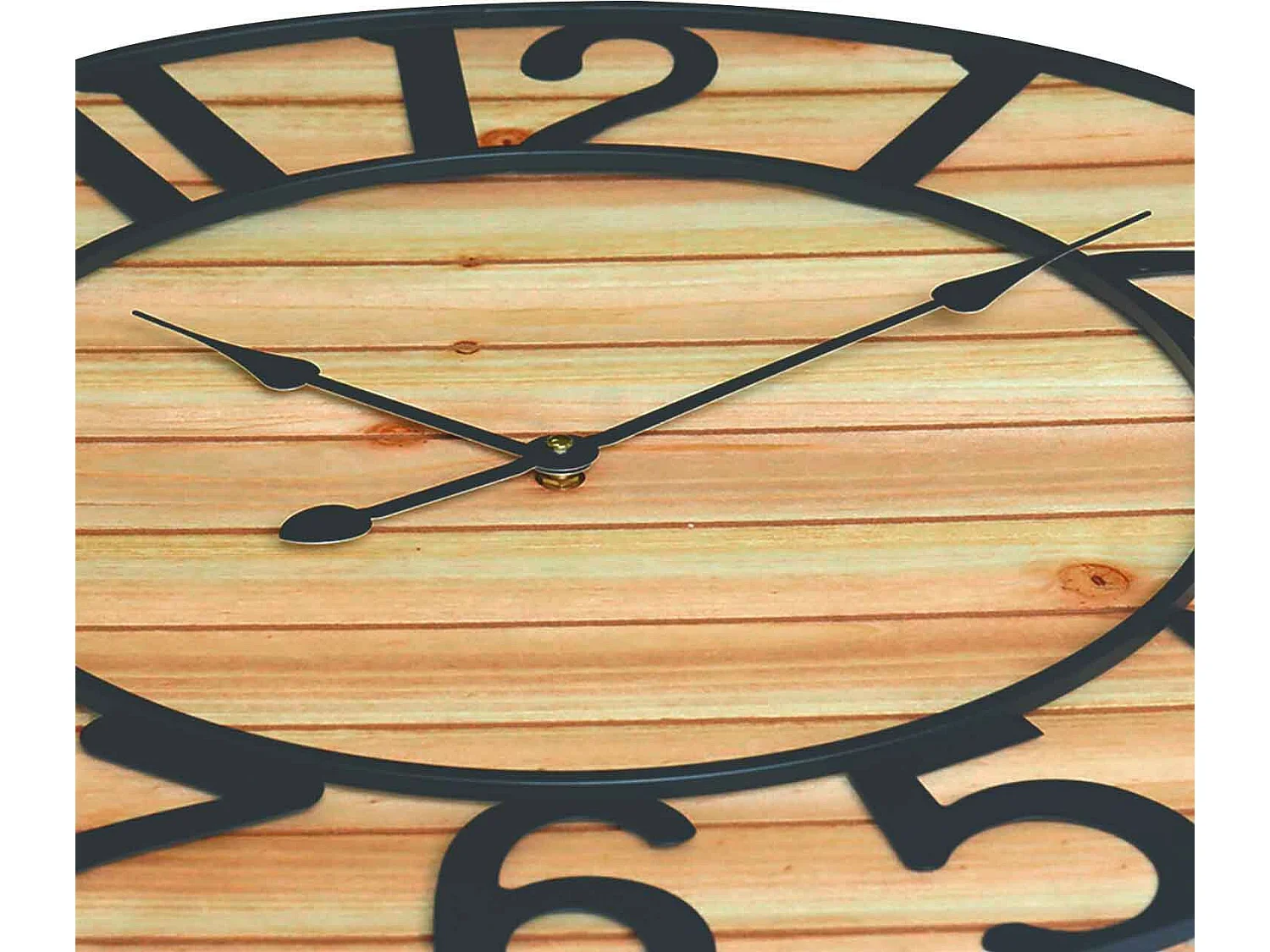 Reloj de Pared Vintage Negro/Madera Clara Ø60cm Thinia Home