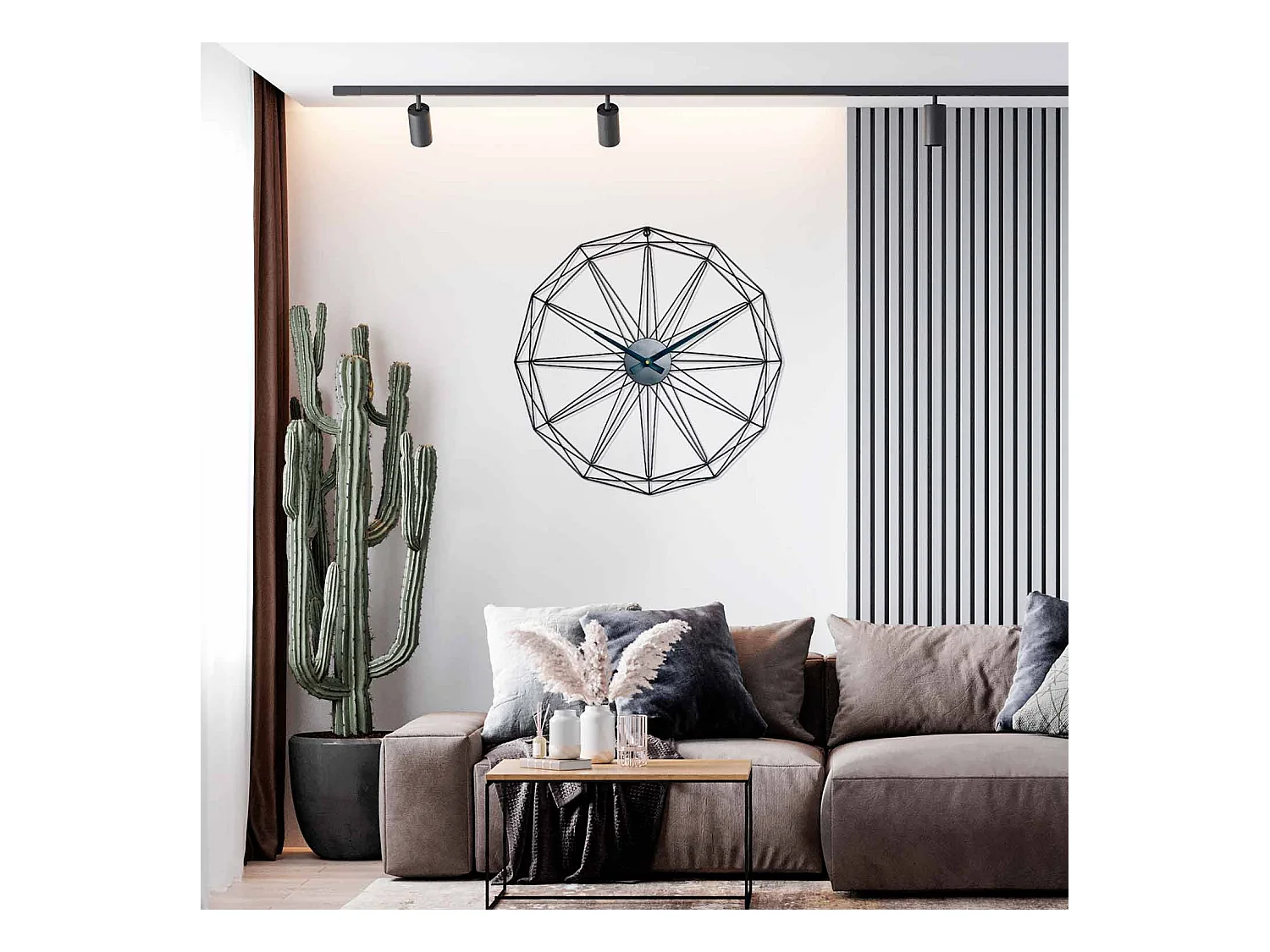 Reloj de Pared Moderno Negro Ø60cm Thinia Home
