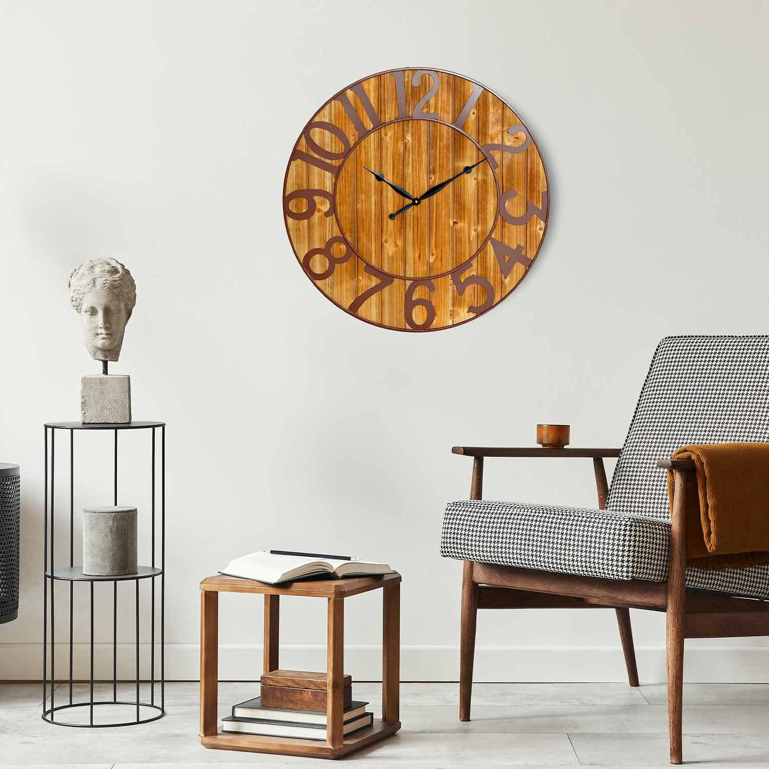 Reloj de sobremesa estilo vintage negro y madera -Relojes Decorativos