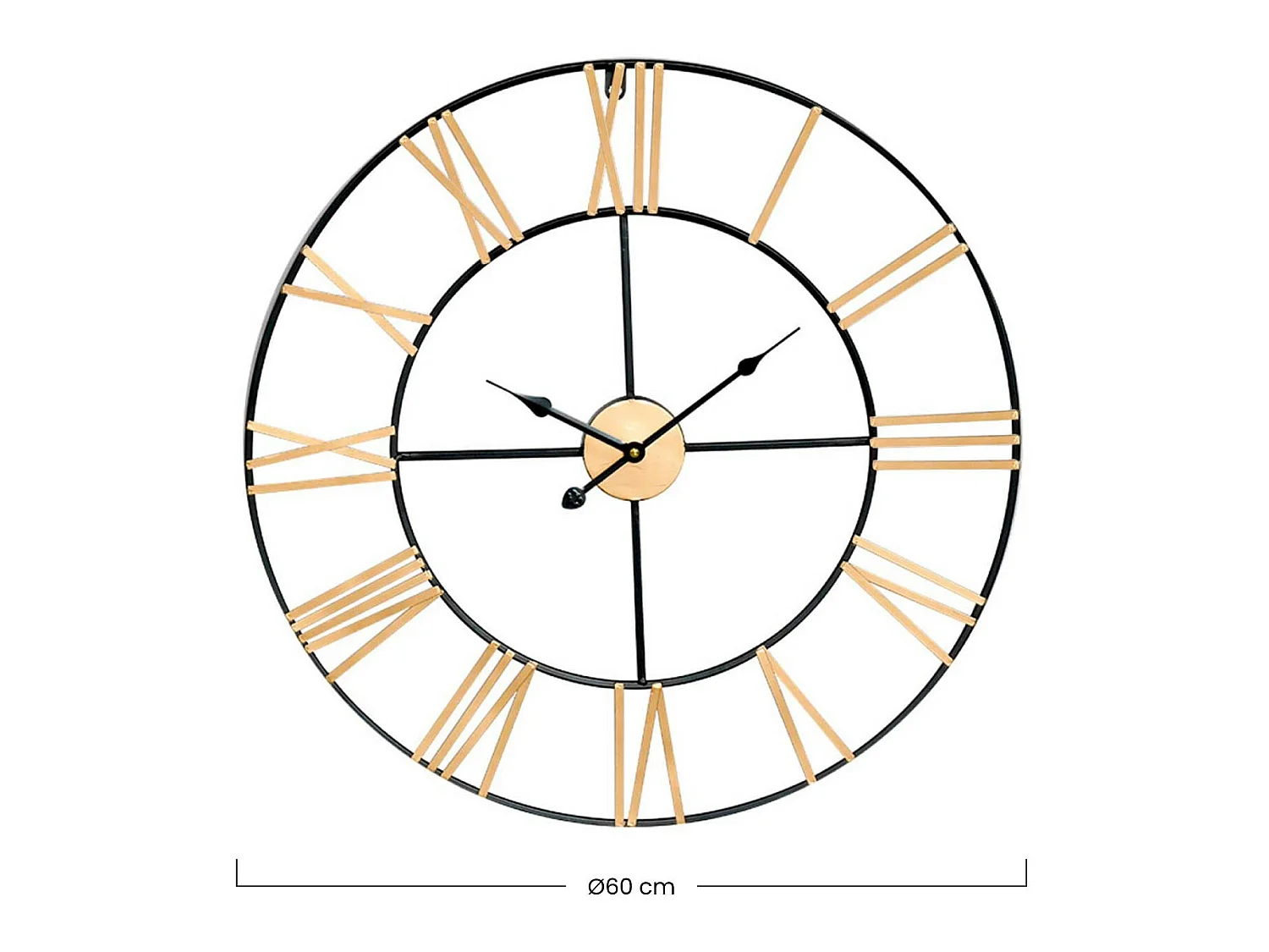 Reloj de Pared Vintage Negro/Bronce Ø60cm Thinia Home